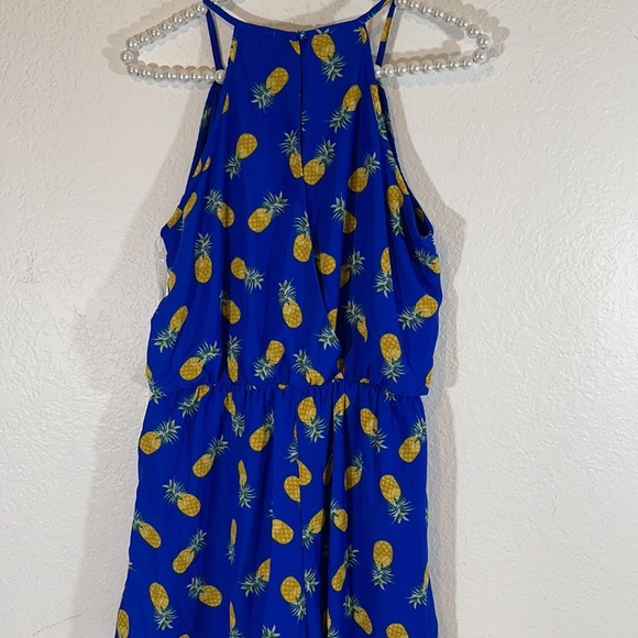 AS U WISH Pineapple Blue Romper Front Pockets New - Picture 5 of 7